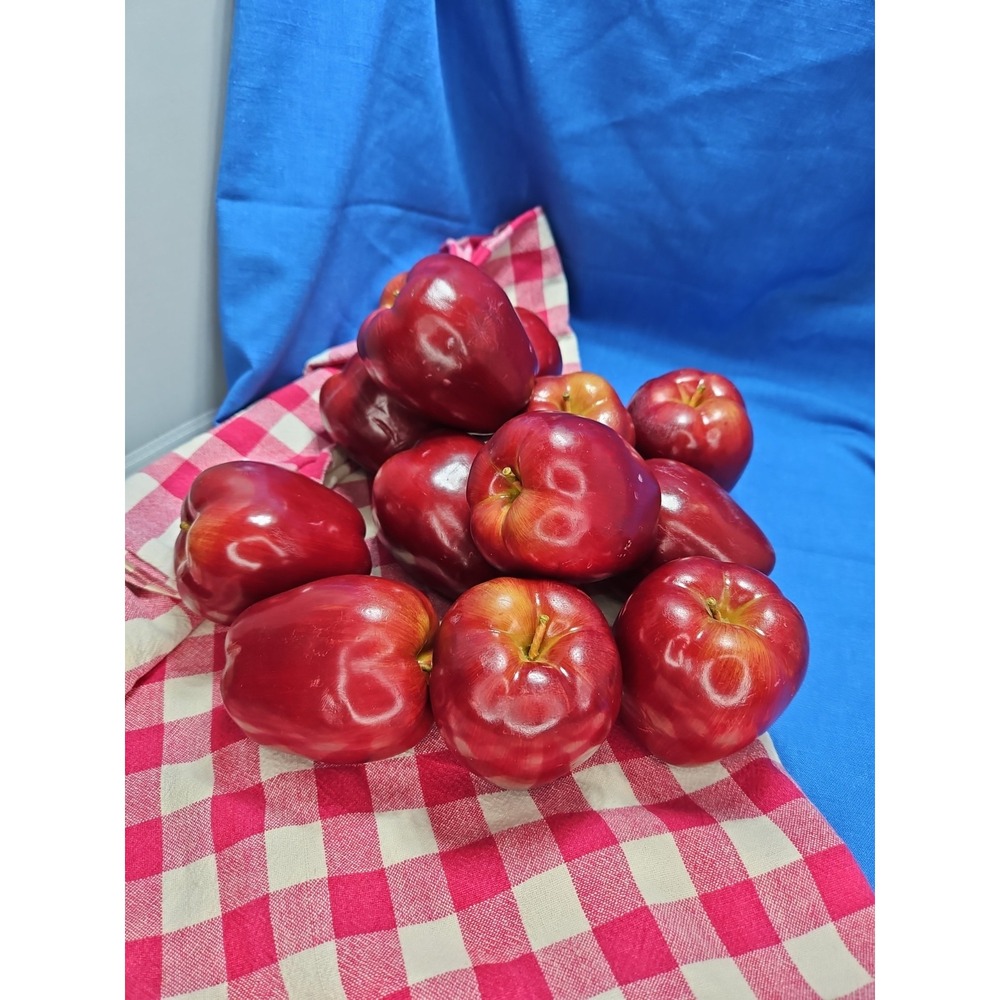 12 Red Apples Realistic Faux Life-Size Basket Decor Fake Fruit Red Delicious Lot